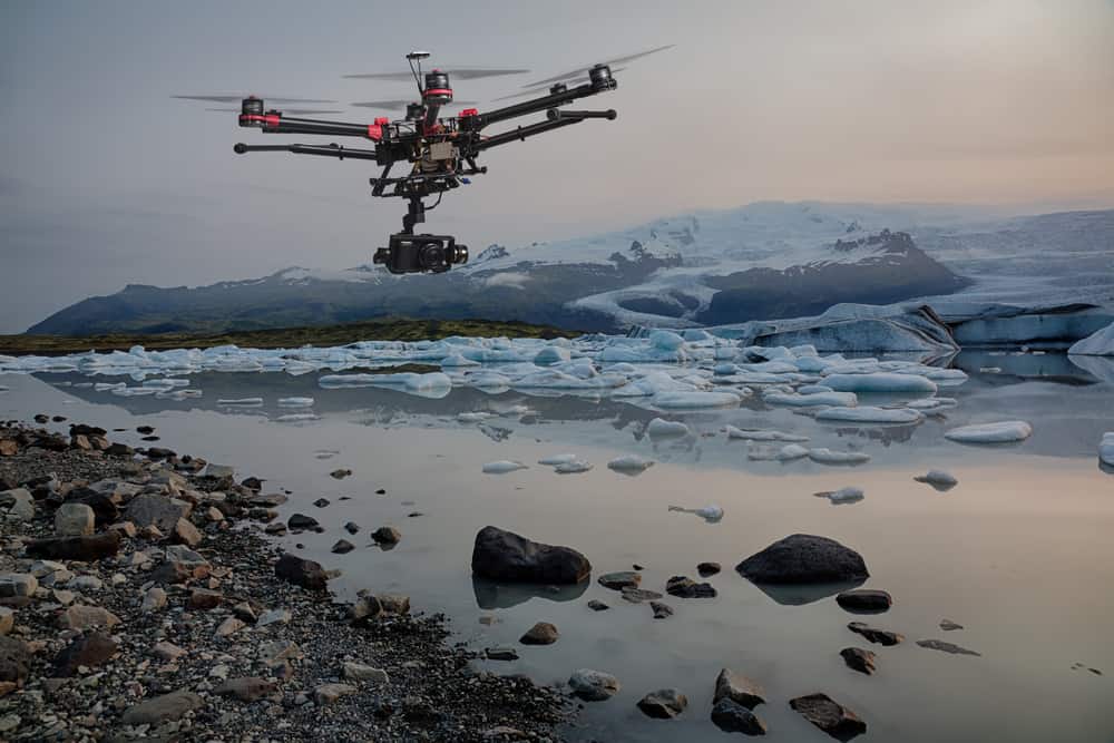 A UAV surveys an iceberg