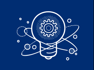 Dark blue innovation lightbulb icon