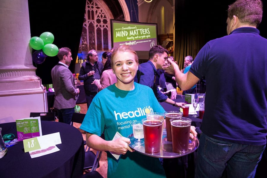 Lisa-Marie Smith serves pints at charity quiz