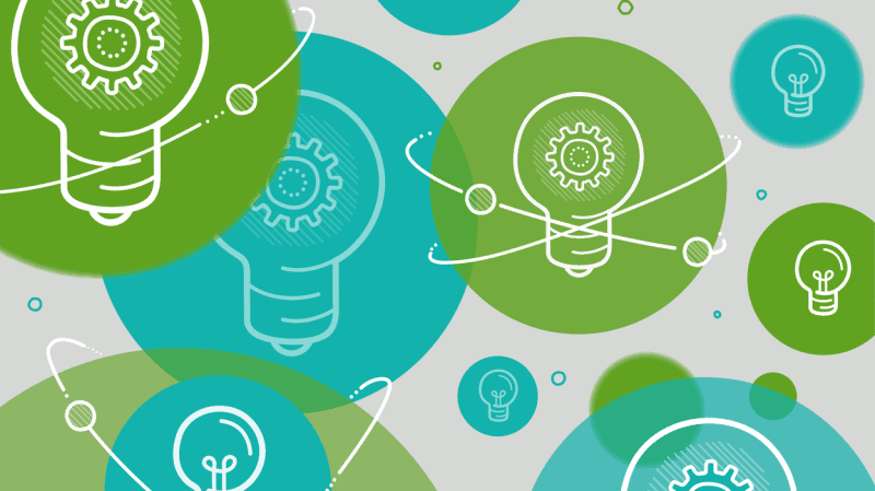 Green and turquoise lightbulb bubbles
