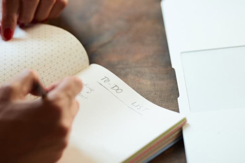 Woman checking a to do list