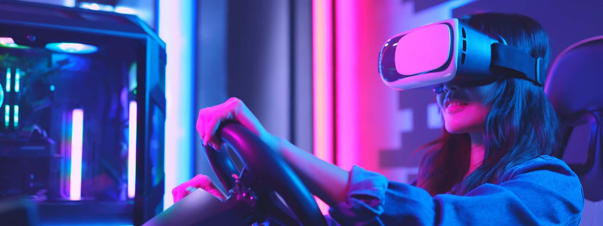 AR headset being tested by user working in creative industry.